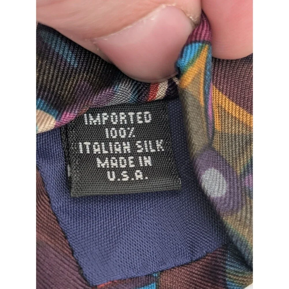 Perry Ellis 100% Italian Silk Necktie Made in USA Vintage Multicolor Floral